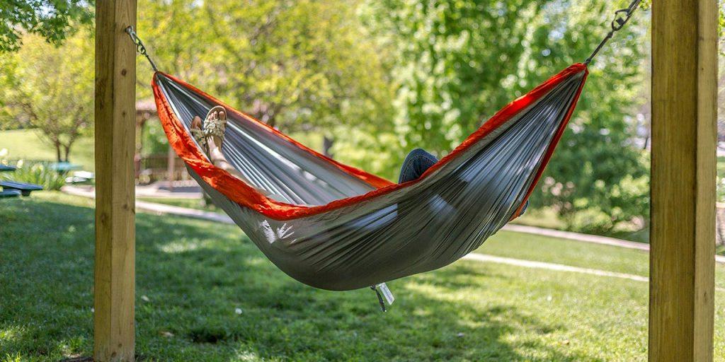 student on a hammock