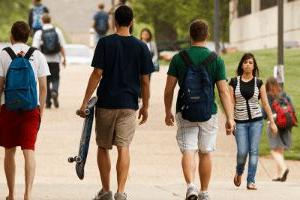 Students walking on campus