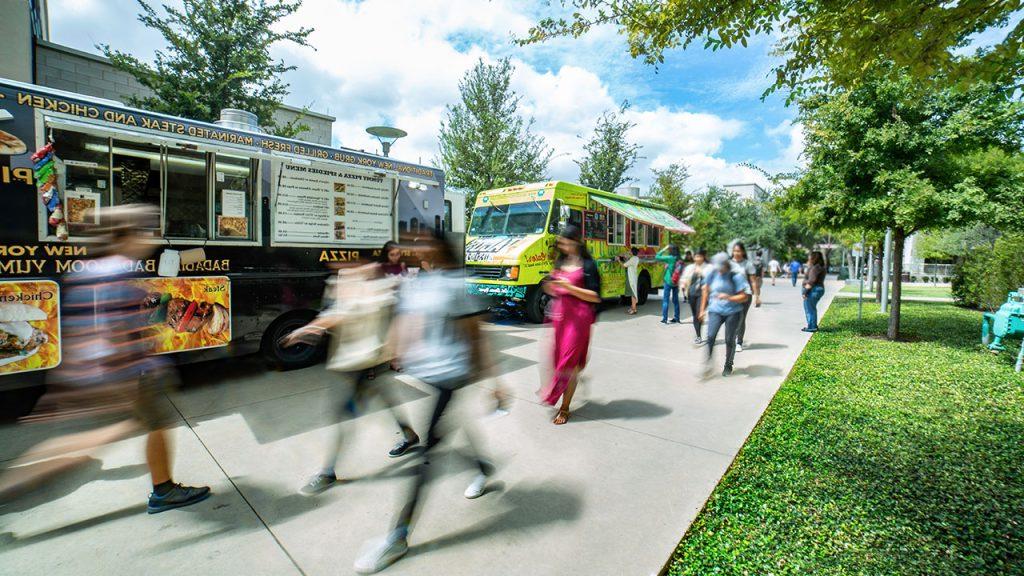 students walking outdoors